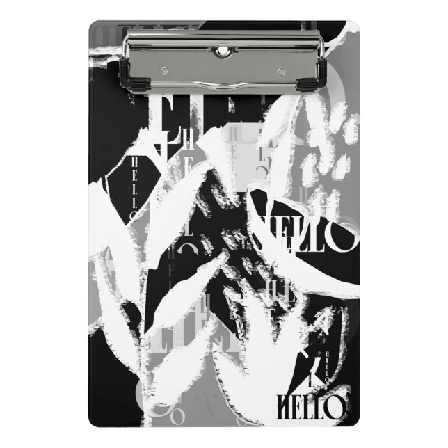 Abstract Black White Gray Mini Klemmbrett (Vorderseite)