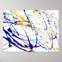 Abstract Blue and Yellow Paint Splatter