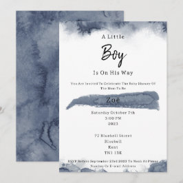 Abstract Blue Elements Sweet Baby Boy Baby Shower Einladung
