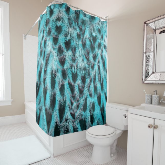 Abstract blue feather pattern duschvorhang (Beispiel)
