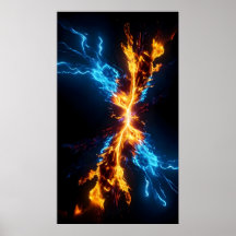 Abstract Blue Gold Fire Energy Clash
