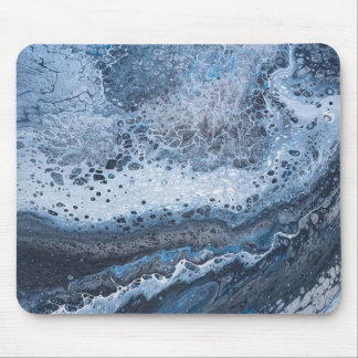 Abstract Blue & Gray Ocean Drift Mousepad
