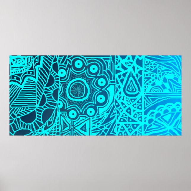 Abstract Blue Henna Style Poster (Vorne)