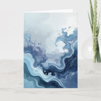 Abstract Blue Ocean Waves Peaceful Greeting Card Karte