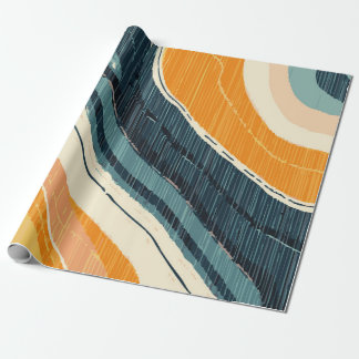 Abstract Blue Orange White Paint Swirl with White Geschenkpapier