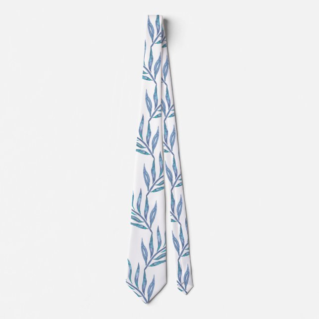 Abstract blue palm leaves krawatte (Vorderseite)