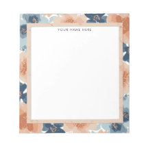 Abstract Blue, Peach, Orange Floral