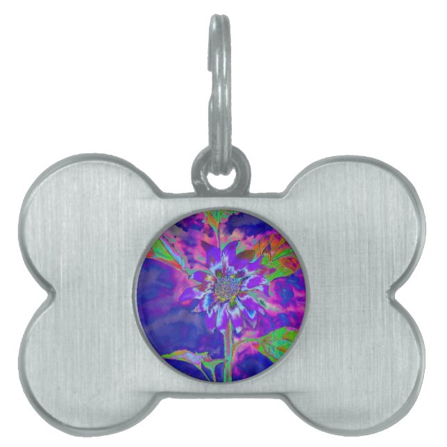 Abstract blue purple sunflower | retro funky  tiermarke (Vorderseite)