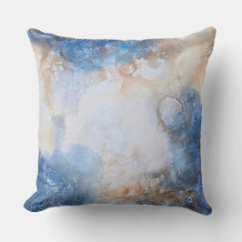 Abstract Blue & Sand Textured Clouds Kissen