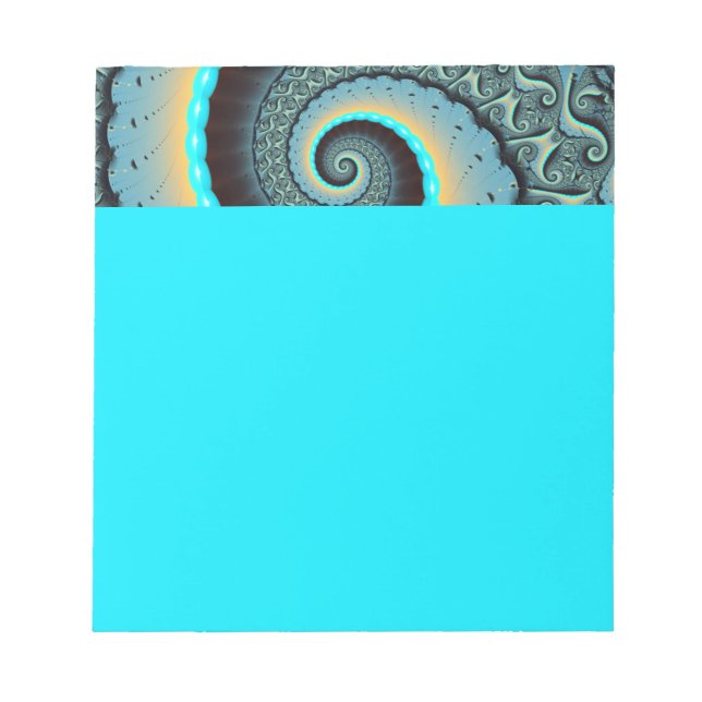 Abstract Blue Turquoise Orange Fractal Art Spiral Notizblock (Vorderseite)