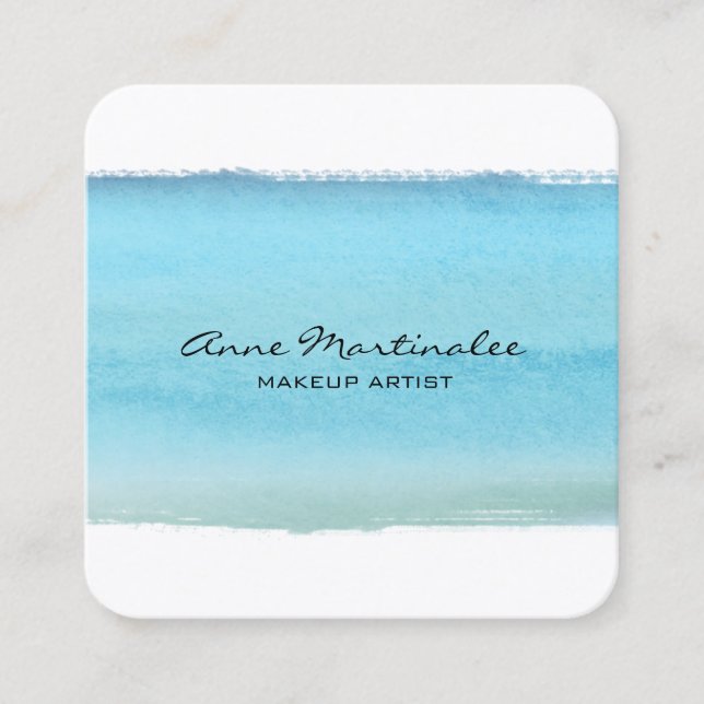 Abstract Blue Watercolor Brushstroke Quadratische Visitenkarte (Vorderseite)