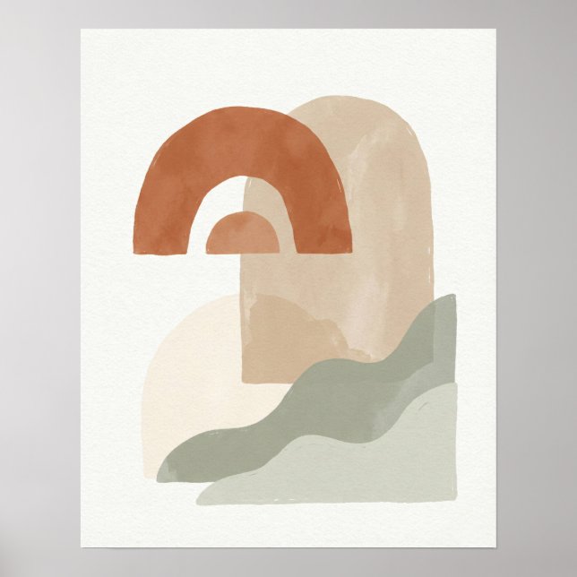 Abstract Boho Sun & Arch Minimalist Geometric Poster (Vorne)