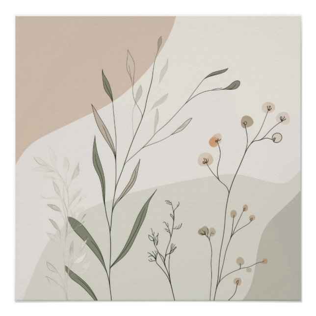 Abstract Botanical Wall Art – Minimal Wildflower N Poster (Vorderseite)
