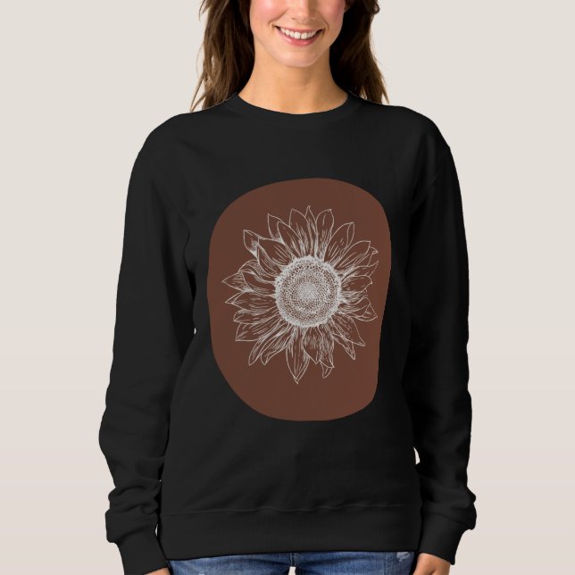 Abstract Brown Pastel Boho Sunflower Minimalistic  Sweatshirt (Vorderseite)