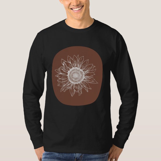 Abstract Brown Pastel Boho Sunflower Minimalistic  T-Shirt (Vorderseite)