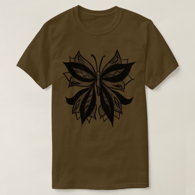 Abstract Butterfly Stipple Shaded Ink Drawing  T-Shirt (Design vorne)