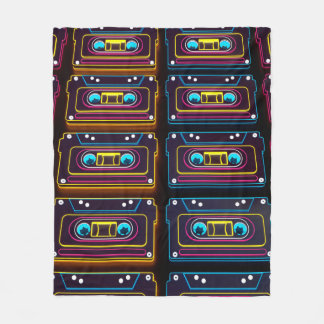 Abstract Cassette tape neon retro music of backgro Fleecedecke