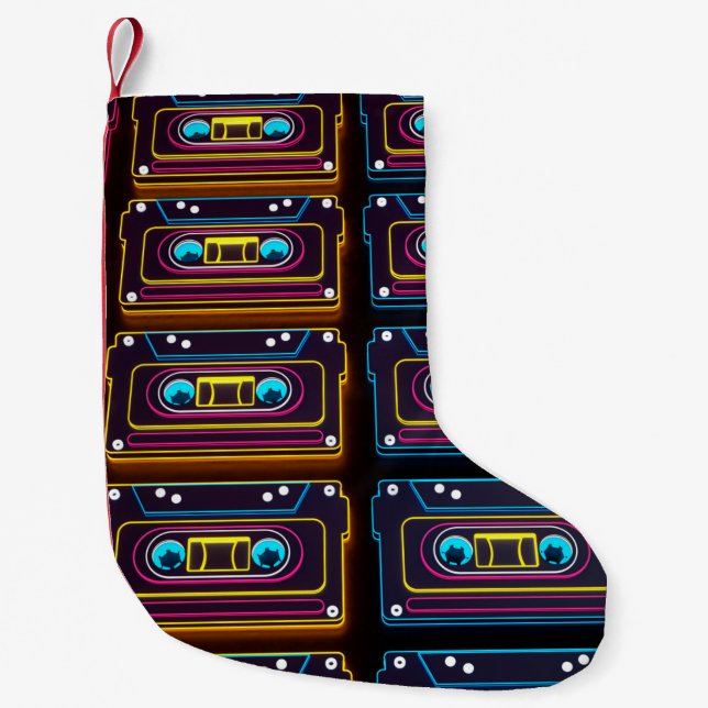 Abstract Cassette tape neon retro music of backgro Kleiner Weihnachtsstrumpf (Vorderseite)