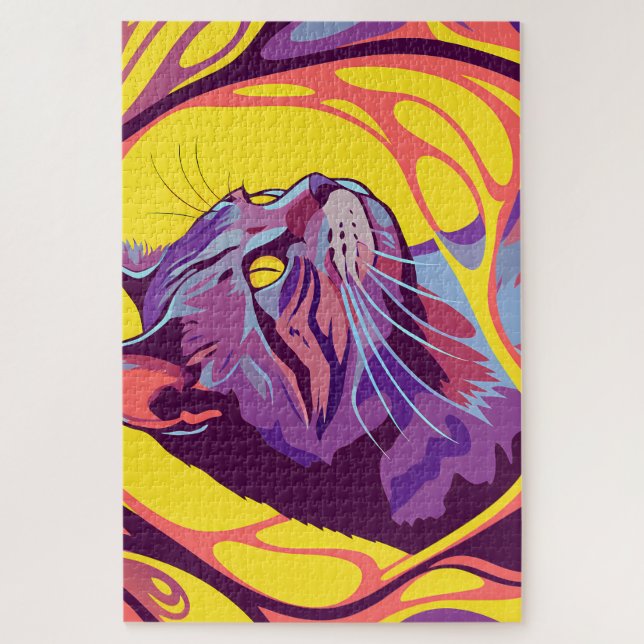 Abstract Cat: Pop Art Psychedelic Swirl (Vertikal)