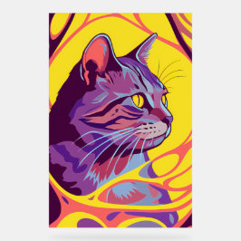 Abstract Cat: Pop Art Psychedelic Swirl Acrylschild
