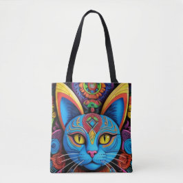 Abstract Cat With Yellow Eyes Tasche