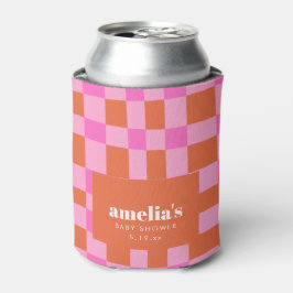 Abstract Checker Pink Orange Custom Baby Shower Dosenkühler