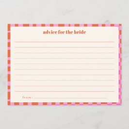 Abstract Checker Pink Orange Custom Bridal Shower Hinweiskarte