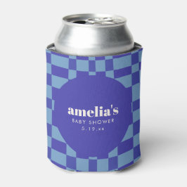 Abstract Checkerboard Blue Custom Baby Shower Dosenkühler