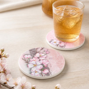 Abstract Cherry Blossoms Sandstone Coaster Getränkeuntersetzer