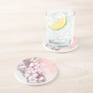 Abstract Cherry Blossoms Sandstone Coaster Getränkeuntersetzer