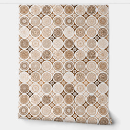 abstract circles and patterns in nougat tones tapete