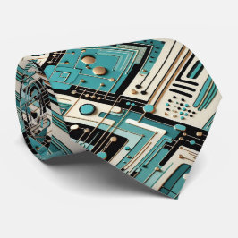 Abstract Circuit Board - Retro Mid Century Modern  Krawatte