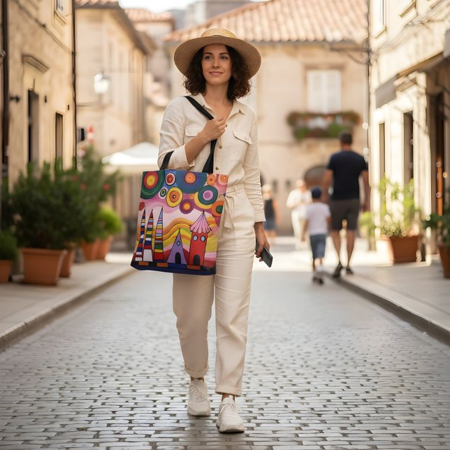 Abstract Cityscape Tote Bag with Vibrant Colors an Tasche (Von Creator hochgeladen)