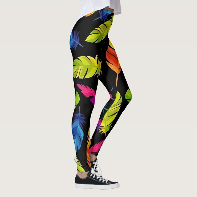 Abstract colorful feather explosion leggings (Rechts)