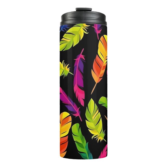 Abstract colorful feather explosion thermosbecher (Vorderseite)