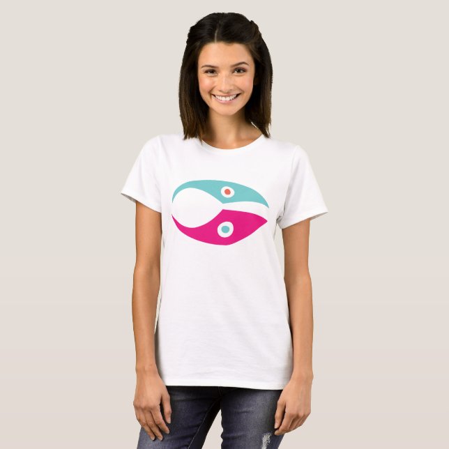 Abstract colorful fish symbol minimal design logo T-Shirt (Vorne ganz)