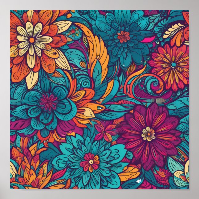 Abstract colorful flowers poster (Vorne)