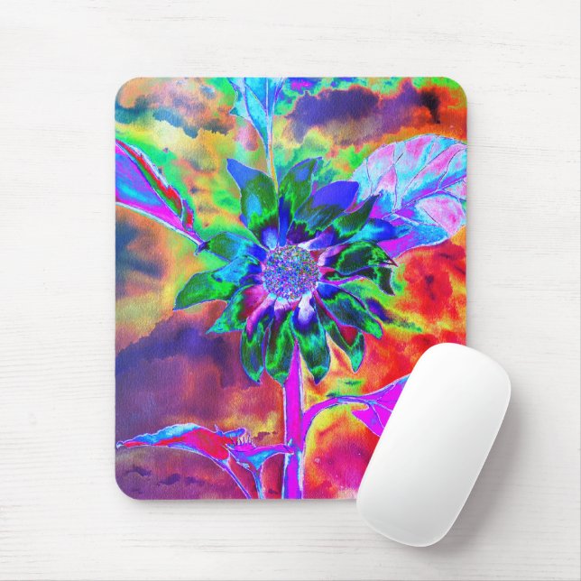  Abstract colorful  psychedelic chakra sunflower   Mousepad (Mit Mouse)