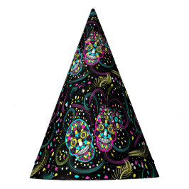 Abstract Colorful Spooky Skulls Halloween Partyhütchen