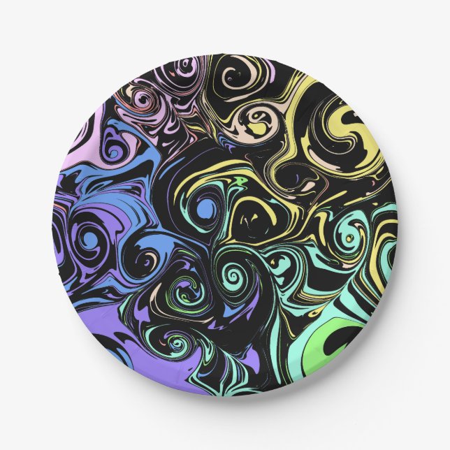 Abstract colorful swirls  pappteller (Vorderseite)