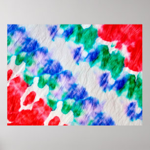 Abstract colorful tie dye pattern on a crumpled wh poster