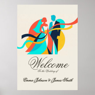 Abstract Cream Wedding Poster 