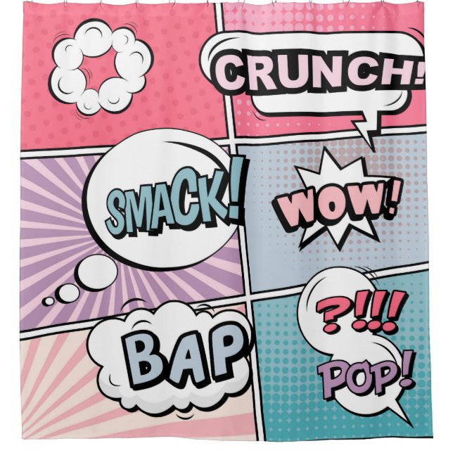 Abstract creative concept comic pop art style blan duschvorhang (Vorderseite)