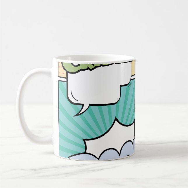 Abstract creative concept comic pop art style blan kaffeetasse (Links)