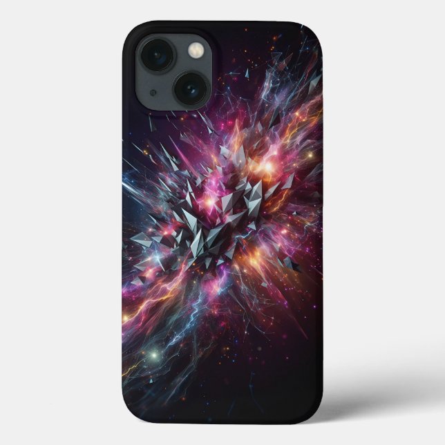 Abstract Crystal Energy Burst Phone Case - Neon  (Rückseite)