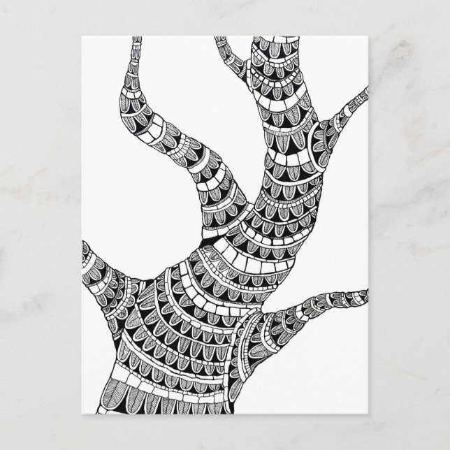 Abstract Curvy Tree Pen Drawing  Postkarte (Vorderseite)