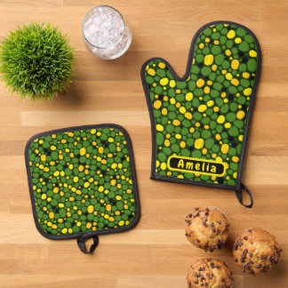 Abstract Custom Fun Vegetables Corn Peas Pattern Ofenhandschuh & Topflappen-Set