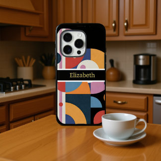 Abstract Custom Name Modern Geometric Marble iPhone 16 Pro Hülle