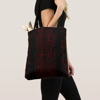 Abstract Cyber Pattern | Black & Crimson Circuit  Tasche