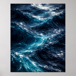 Abstract Deep Ocean Water Ripple Art Poster